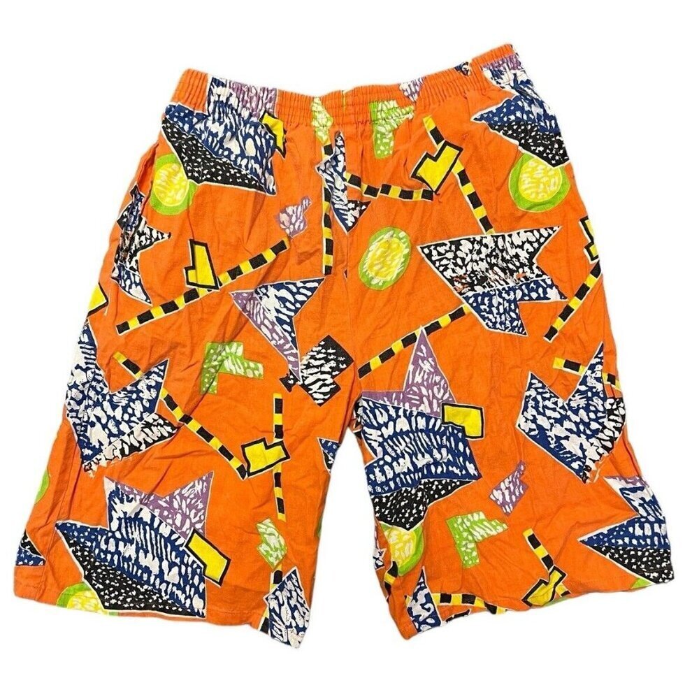 Vtg California Shores Cotton Shorts Bright Colors Medium Jams 80s 90s AC Slater
